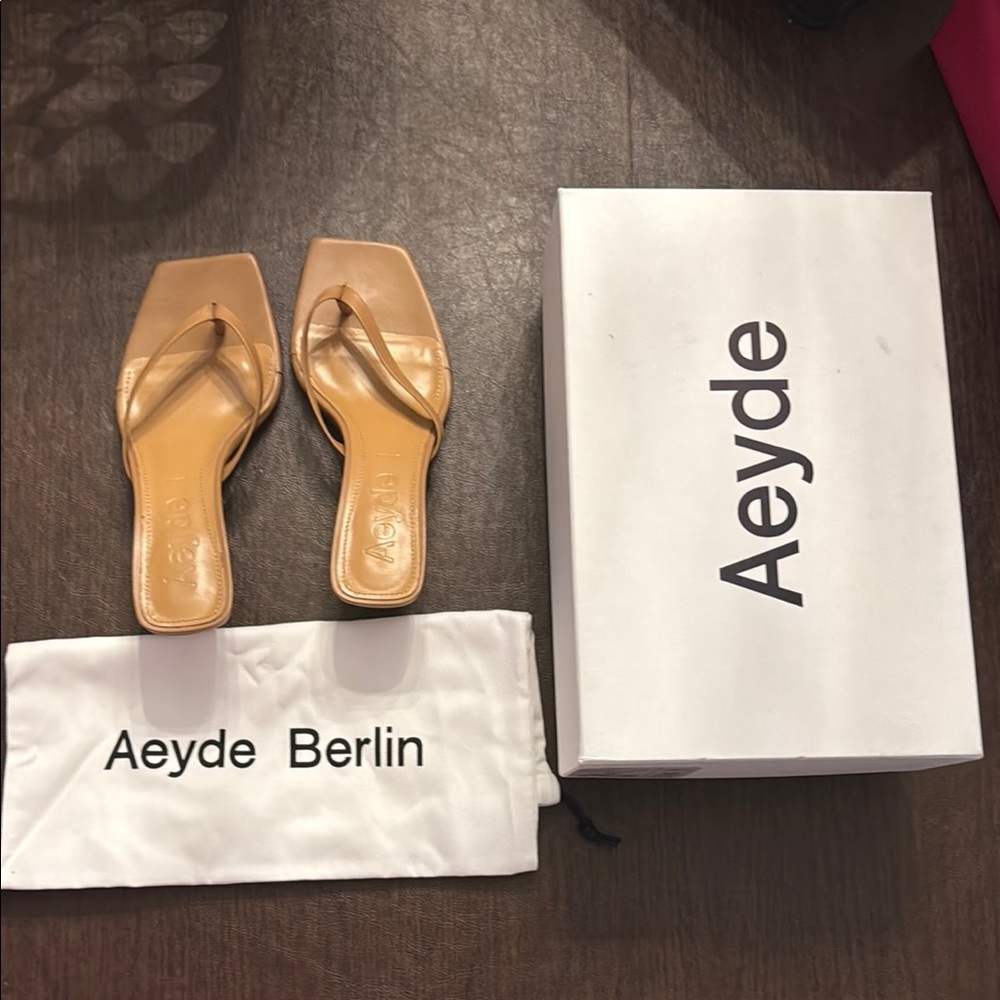 Aeyde Tan Leather Sandals Minimalist Design